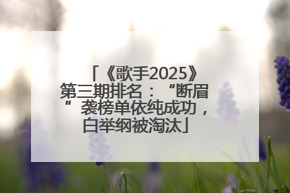 《歌手2025》第三期排名：“断眉”袭榜单依纯成功，白举纲被淘汰