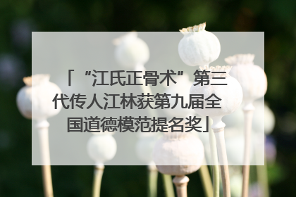 “江氏正骨术”第三代传人江林获第九届全国道德模范提名奖