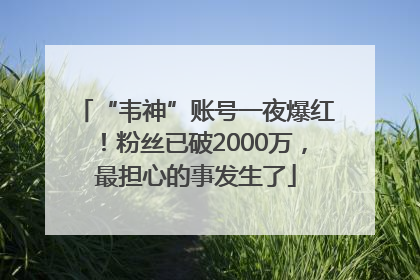 “韦神”账号一夜爆红！粉丝已破2000万，最担心的事发生了