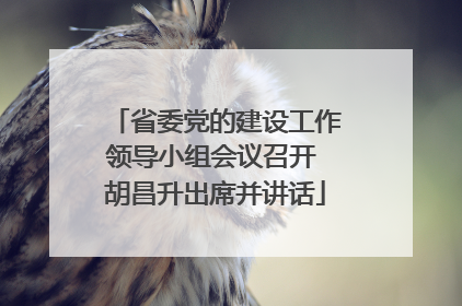 省委党的建设工作领导小组会议召开 胡昌升出席并讲话