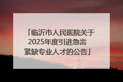 临沂市人民医院关于2025年度引进急需紧缺专业人才的公告