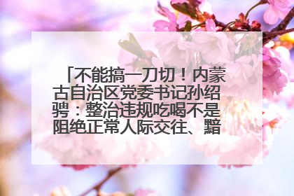 不能搞一刀切！内蒙古自治区党委书记孙绍骋：整治违规吃喝不是阻绝正常人际交往、黯淡人间烟火