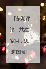 东湖评论：共建家园，思进图强