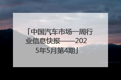 中国汽车市场一周行业信息快报——2025年5月第4期