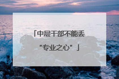 中层干部不能丢“专业之心”