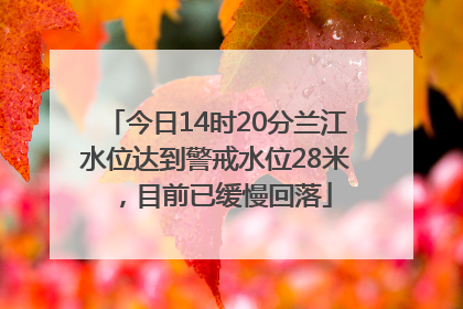 今日14时20分兰江水位达到警戒水位28米，目前已缓慢回落
