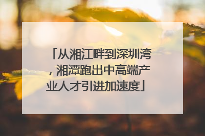从湘江畔到深圳湾，湘潭跑出中高端产业人才引进加速度