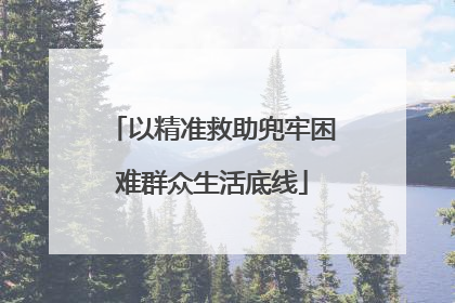 以精准救助兜牢困难群众生活底线