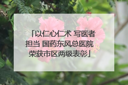 以仁心仁术 写医者担当 国药东风总医院荣获市区两级表彰