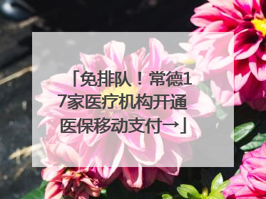 免排队！常德17家医疗机构开通医保移动支付→
