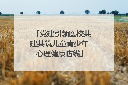 党建引领医校共建共筑儿童青少年心理健康防线