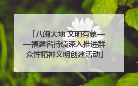八闽大地 文明有象——福建省持续深入推进群众性精神文明创建活动