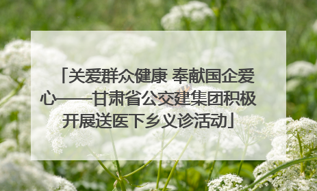 关爱群众健康 奉献国企爱心——甘肃省公交建集团积极开展送医下乡义诊活动
