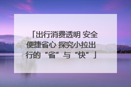 出行消费透明 安全便捷省心 探究小拉出行的“省”与“快”