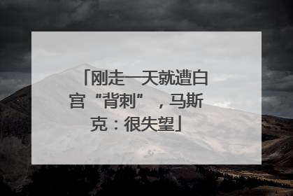 刚走一天就遭白宫“背刺”，马斯克：很失望