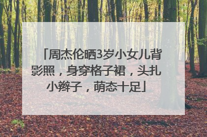 周杰伦晒3岁小女儿背影照，身穿格子裙，头扎小辫子，萌态十足