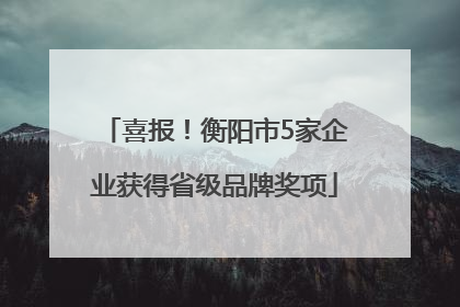 喜报！衡阳市5家企业获得省级品牌奖项