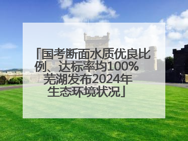国考断面水质优良比例、达标率均100% 芜湖发布2024年生态环境状况
