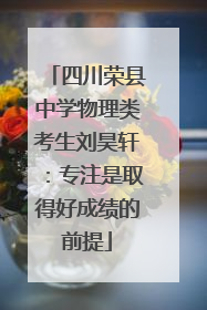 四川荣县中学物理类考生刘昊轩：专注是取得好成绩的前提