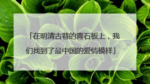 在明清古巷的青石板上，我们找到了最中国的爱情模样