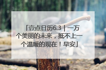 壹点日历6.3｜一万个美丽的未来，抵不上一个温暖的现在！早安