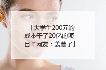 大学生200元的成本干了20亿的项目？网友：羡慕了