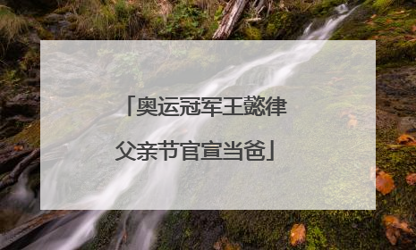奥运冠军王懿律父亲节官宣当爸