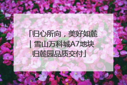 归心所向，美好如麓｜雪山万科城A7地块归麓园品质交付