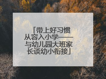 带上好习惯 从容入小学——与幼儿园大班家长谈幼小衔接