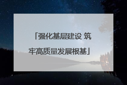 强化基层建设 筑牢高质量发展根基