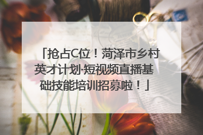 抢占C位！菏泽市乡村英才计划·短视频直播基础技能培训招募啦！