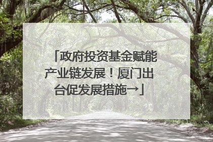 政府投资基金赋能产业链发展！厦门出台促发展措施→