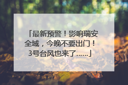 最新预警！影响瑞安全域，今晚不要出门！3号台风也来了……