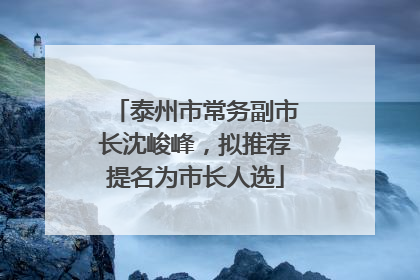泰州市常务副市长沈峻峰，拟推荐提名为市长人选