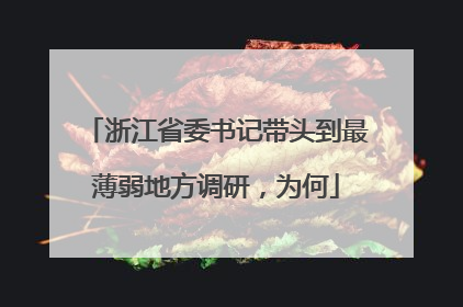 浙江省委书记带头到最薄弱地方调研，为何