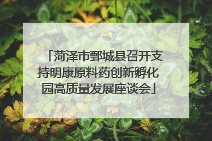 菏泽市鄄城县召开支持明康原料药创新孵化园高质量发展座谈会