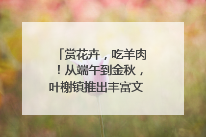 赏花卉，吃羊肉！从端午到金秋，叶榭镇推出丰富文旅活动邀您爽玩