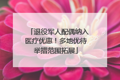 退役军人配偶纳入医疗优惠！多地优待举措范围拓展
