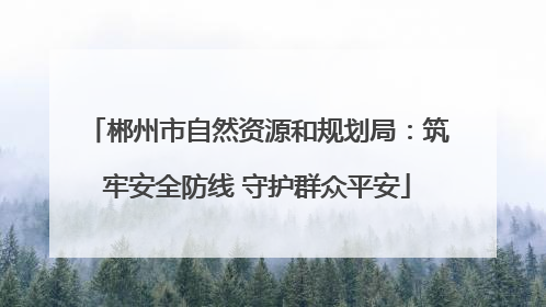 郴州市自然资源和规划局：筑牢安全防线 守护群众平安