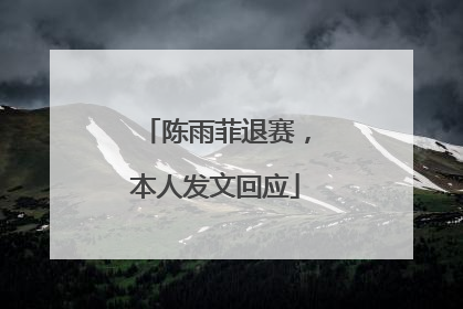 陈雨菲退赛，本人发文回应