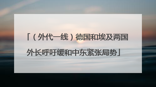 （外代一线）德国和埃及两国外长呼吁缓和中东紧张局势