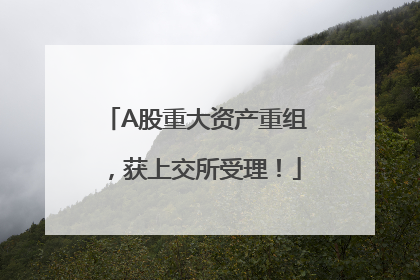 A股重大资产重组，获上交所受理！